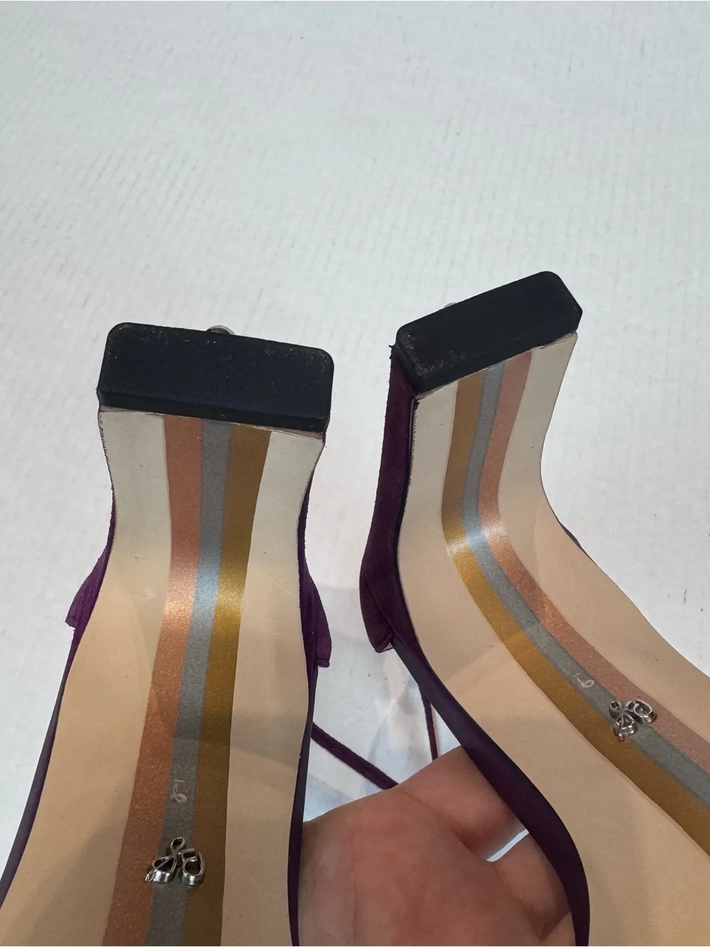 Sam Edelman Yoshi Heels Sandals Studded Size 9 Purple Block Heel Slingback Suede